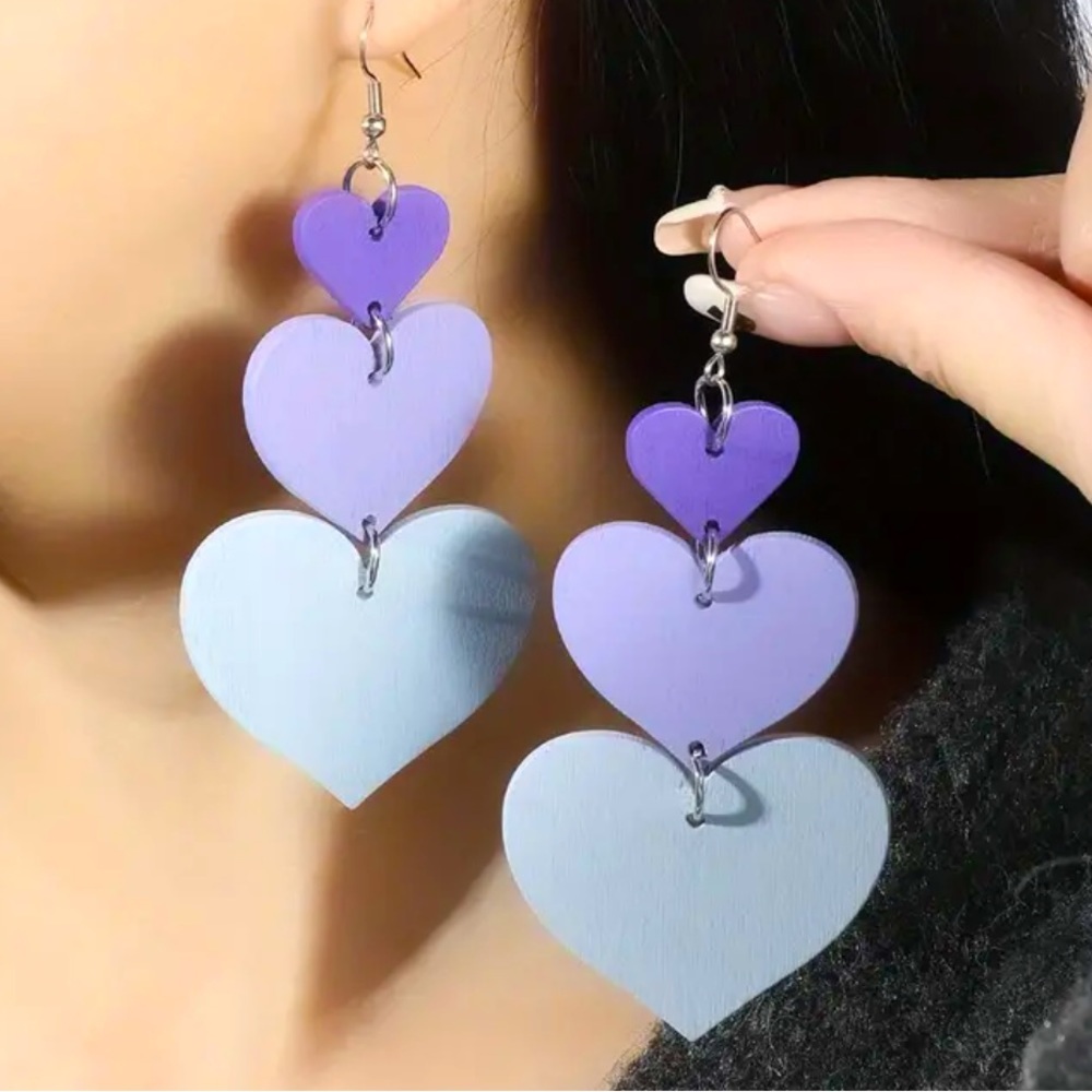 Cool Colors Heart Dangle Earrings
